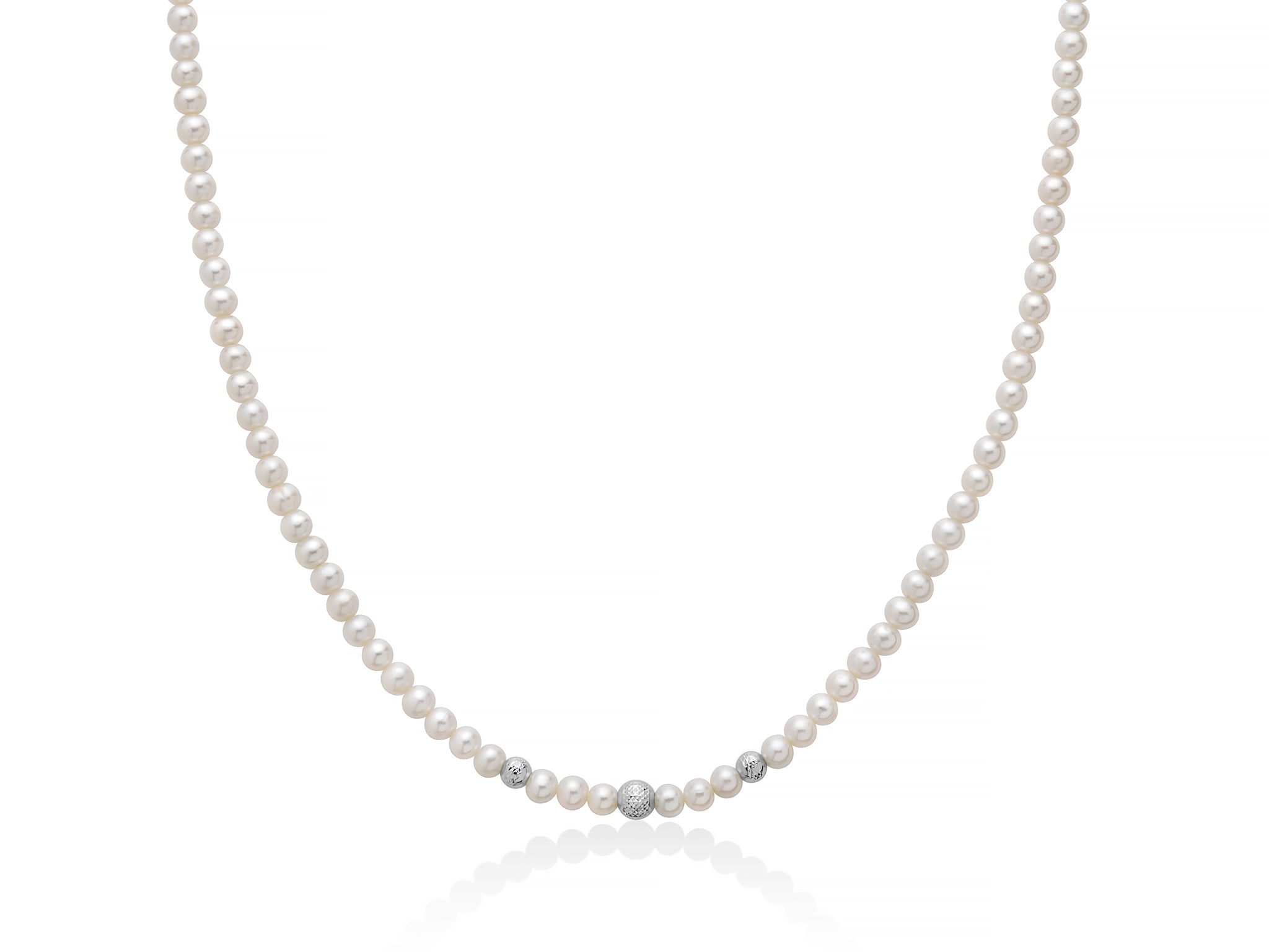 Collana Girocollo Perle Miluna Chiusura In Oro Bianco Con 3 sfera  sfaccettate PCL6749